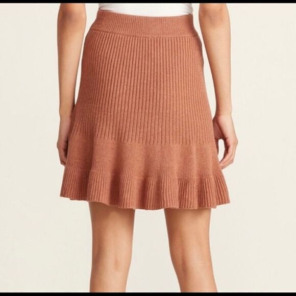 Nwt-Free People Solid Gold Ribbed Mini Skirt - Picture 3 of 10